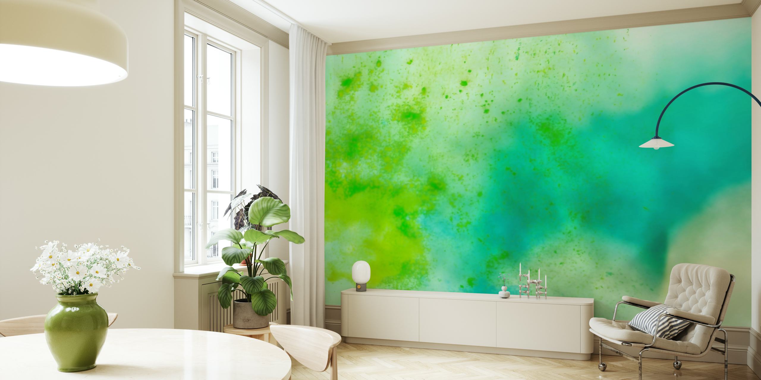Abstract blue and green watercolor wallpaper
